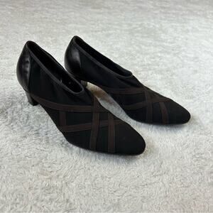 Prevata Vero Cuoio brown pointed toe pump booties, size 6.5 AA narrow